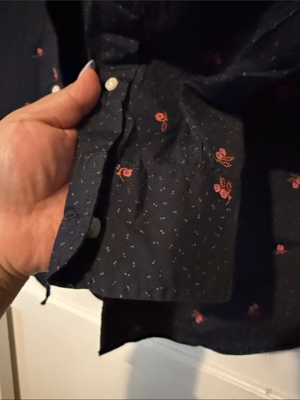 J. Crew  Button-Down Shirt with Red Micro Floral Motif
